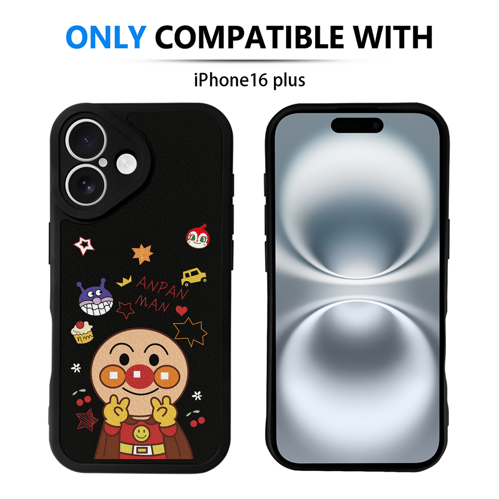 （画像用） アンパンマン Anpanman 【iPhone 16シリーズ対応】シリコンスマホケース（レザー調） 材質：シリコン